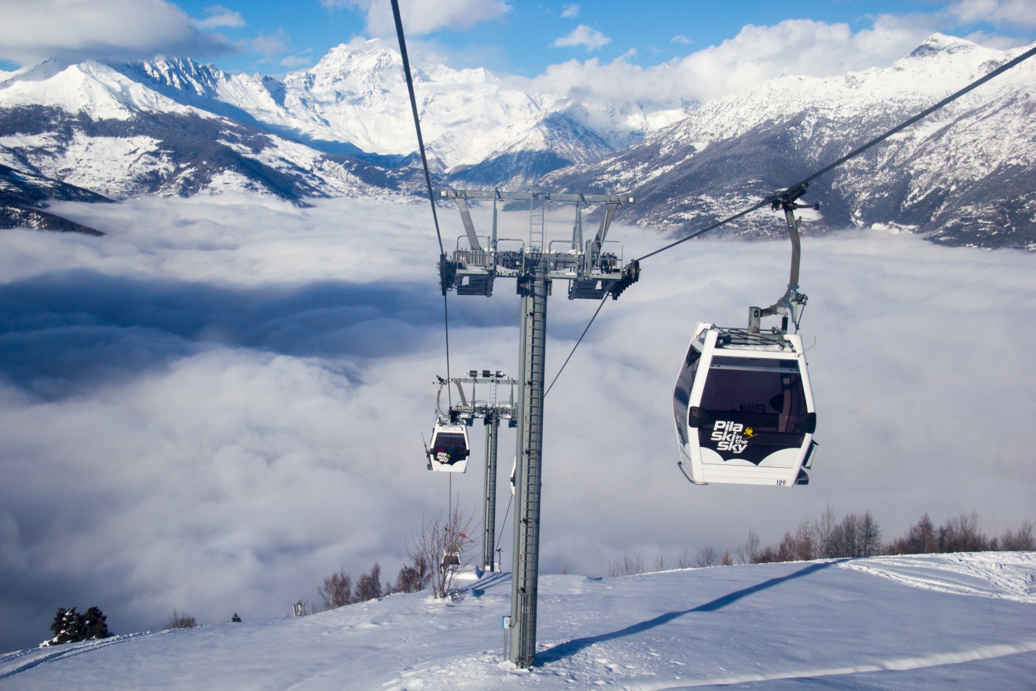 Pila in Italy - white clouds in the sky.