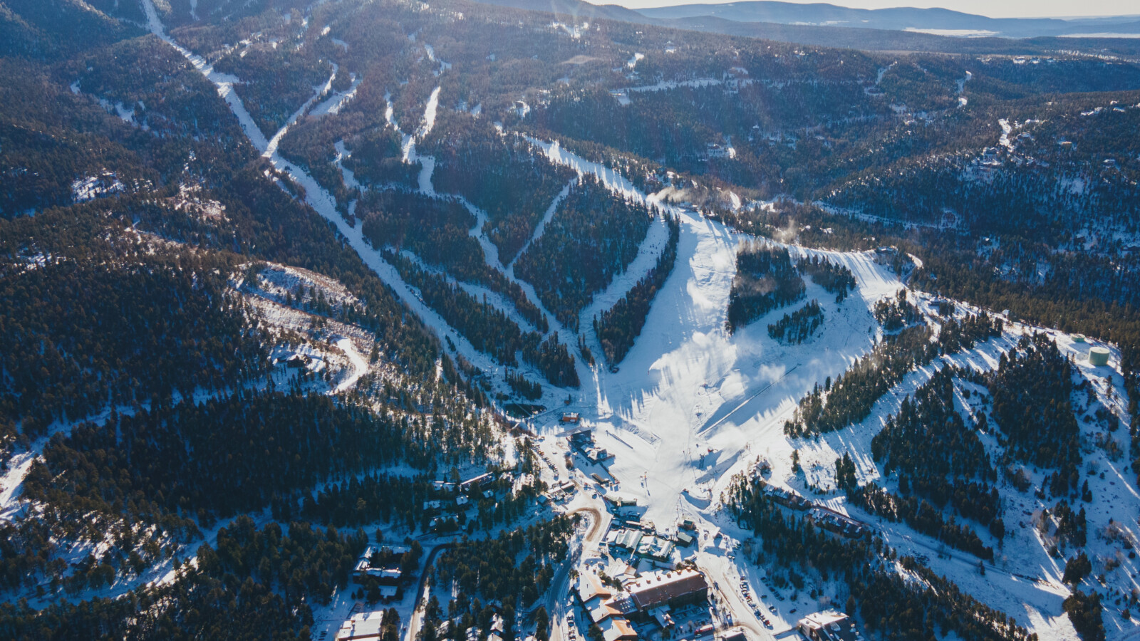 Angel Fire Resort in USA - snow on the mountain.