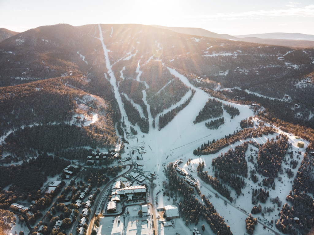 Angel Fire Resort in USA - snow on the ground.