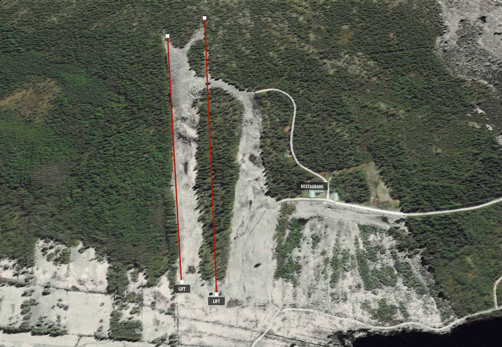 Kassjöbacken in Sweden - an aerial view of the site of the proposed project.