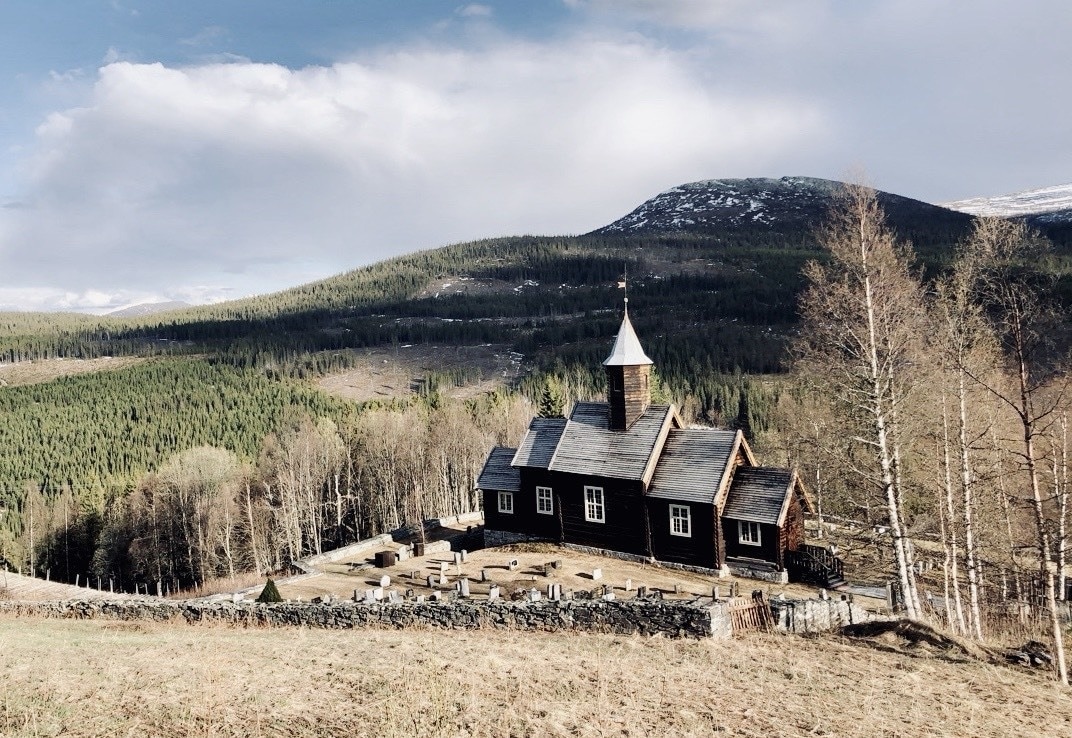 Skjerdingen in Norway - a small house in the middle of a mountain.