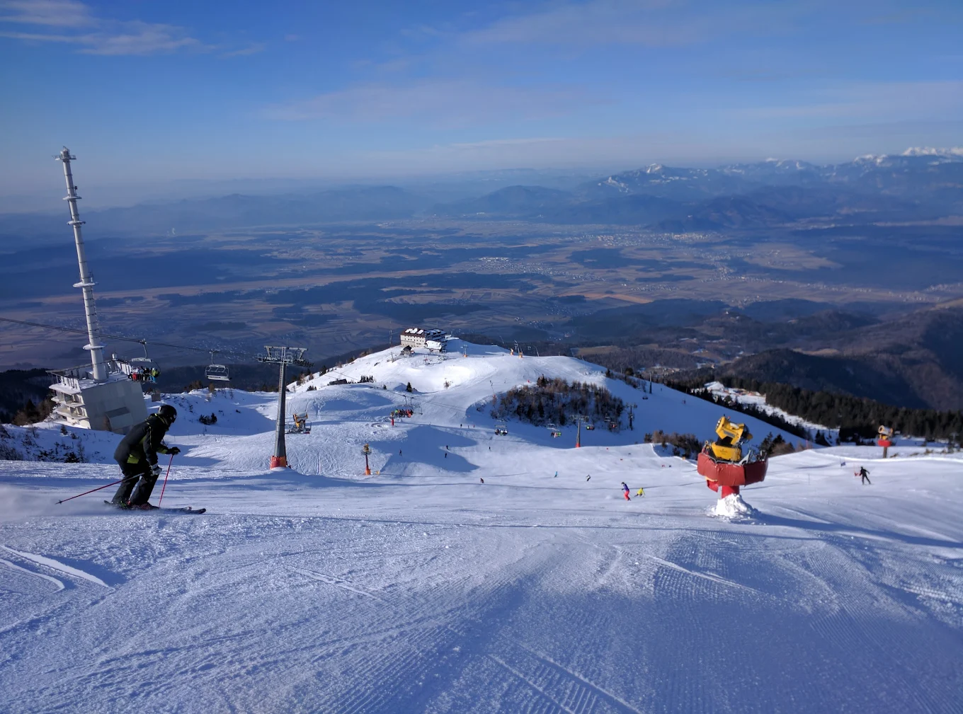 Krvavec in Slovenia - blue sky with white clouds.