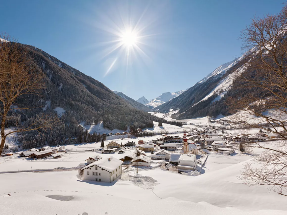 Sonnenberglift – Gries im Sellrain in Austria - a snowy village in the austrian alps.