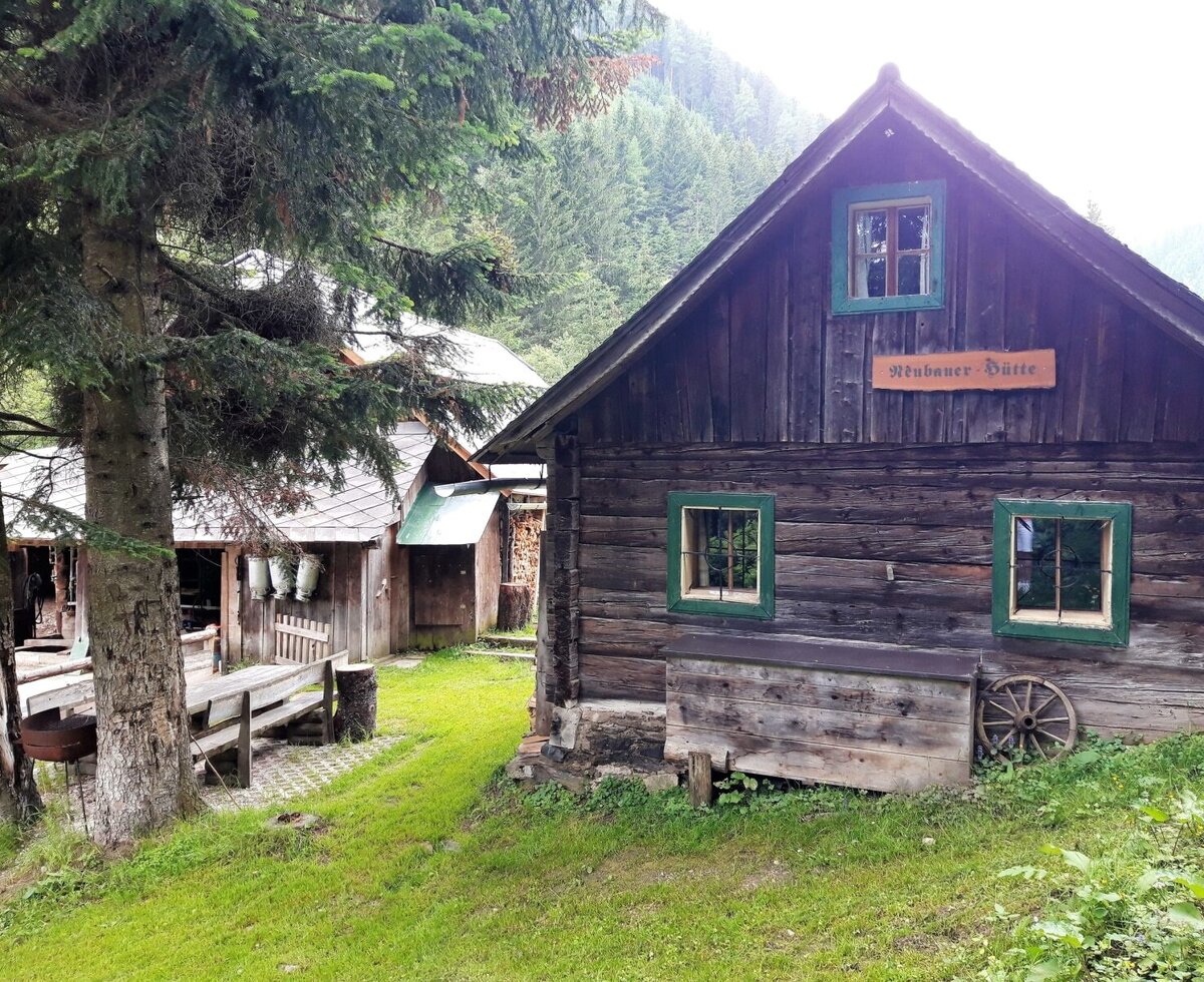 Pusterwald in Austria - an old log cabin in the woods.