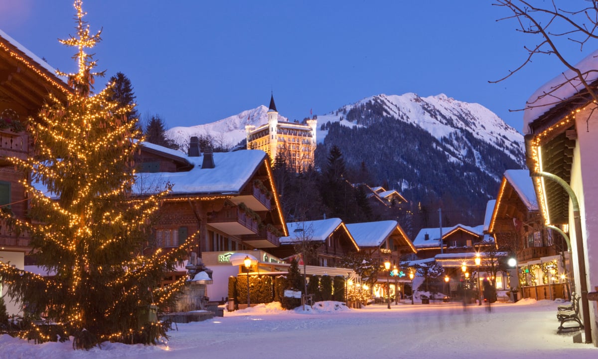 Gstaad in Switzerland - snow on the ground.