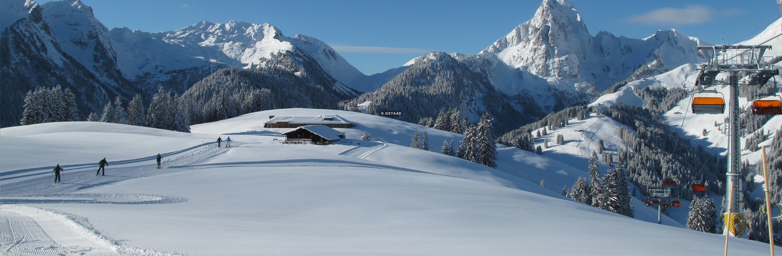 Gstaad in Switzerland - a clear blue sky.
