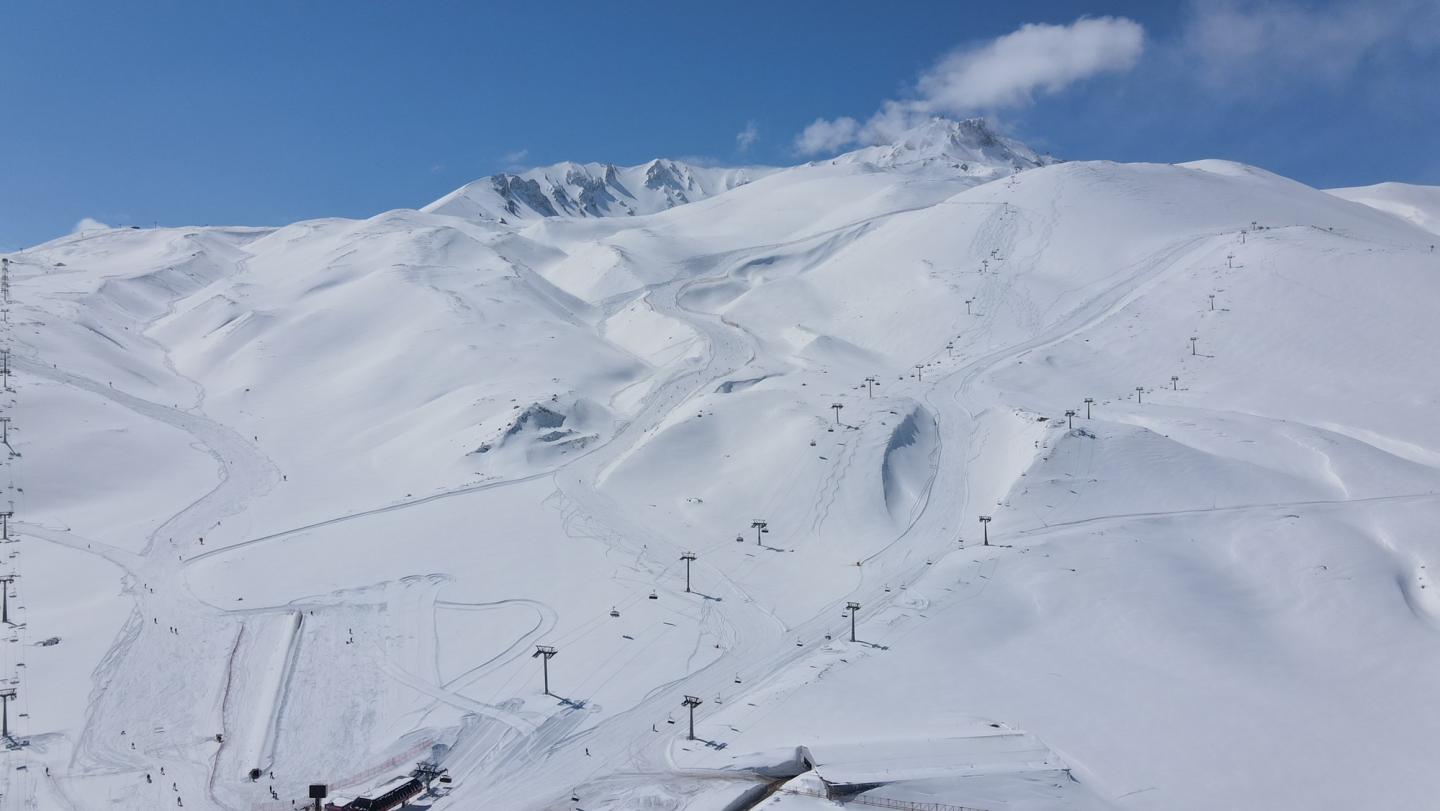 Ercİyes Ski Resort in Turkey - a snow covered mountain with a ski lift in the background.