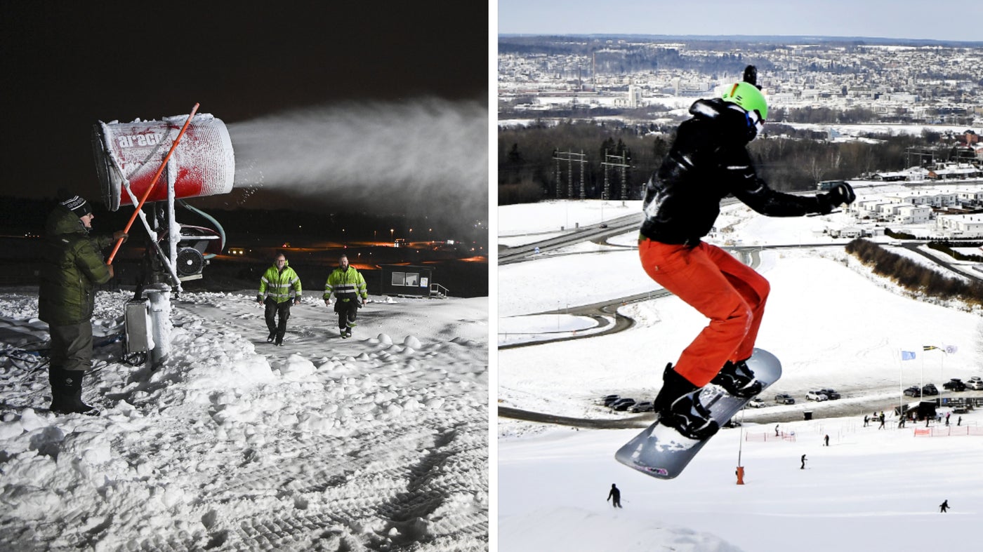 Järabacken – Jönköping in Sweden - a person jumping in the air on a snowboard.