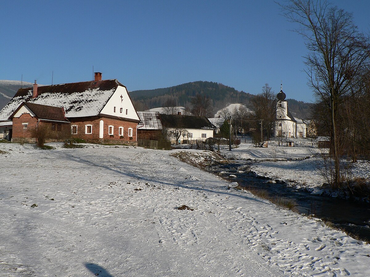 Vernířovice in Czech Republic - a small village in the middle of winter.