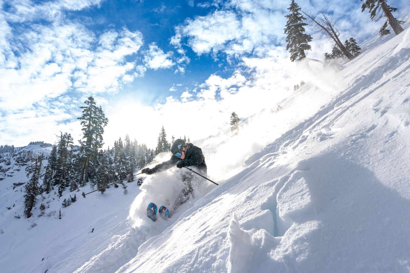 Sugar Bowl in USA - a person skiing down the side of a mountain.