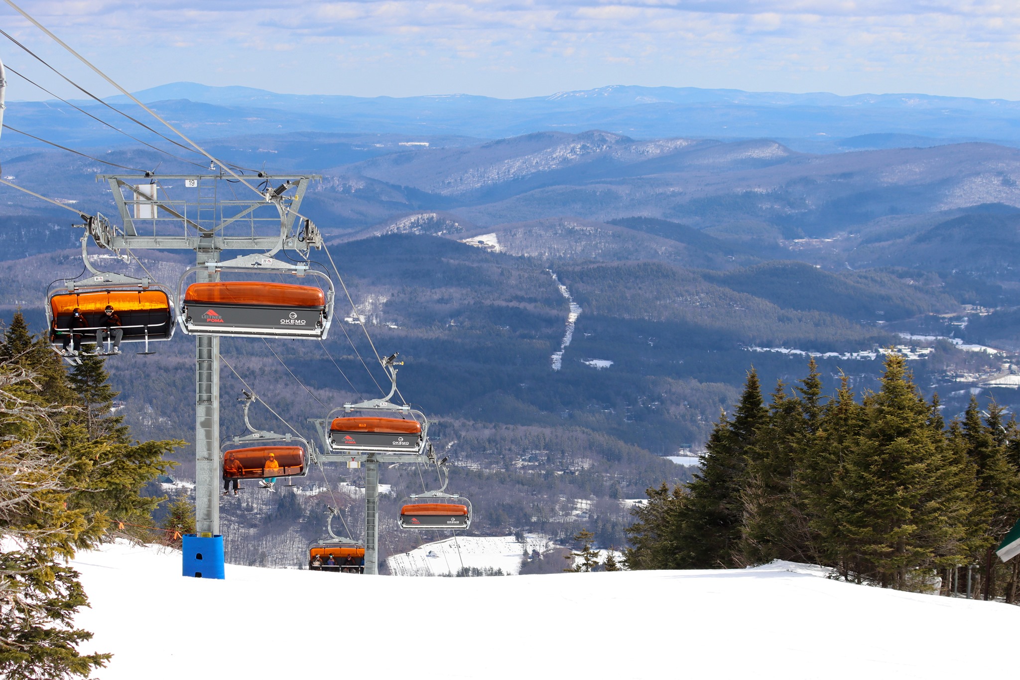 Okemo Mountain Resort in USA - snow on the ground.