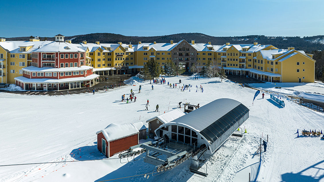 Okemo Mountain Resort in USA: an aerial view of the resort's ski area.