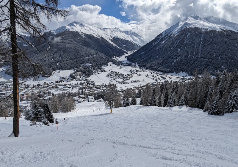 Selfranga Davos Klosters in Switzerland - a view of the mountains from a ski slope.