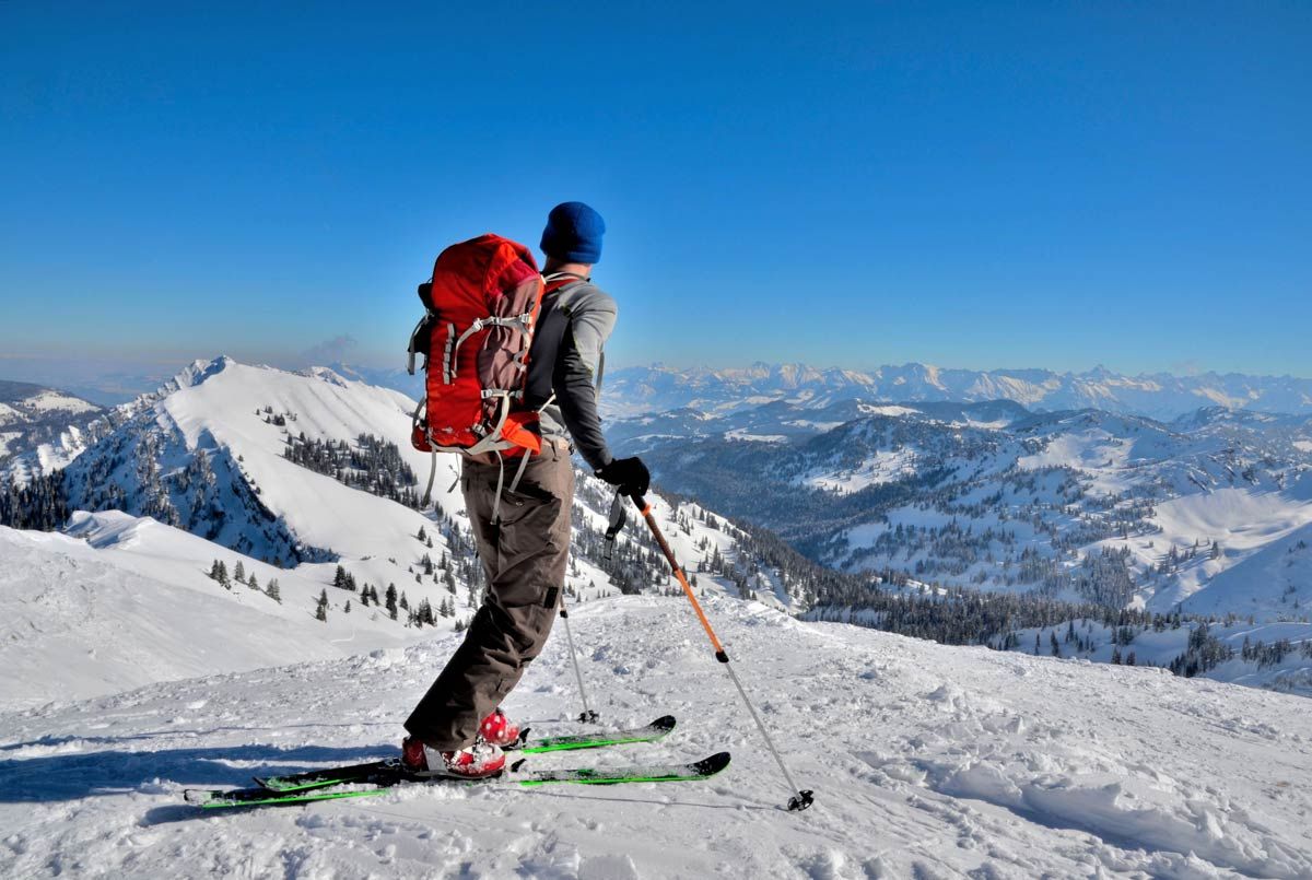 Ellegglifte – Faistenoy in Germany - a person on skis on a snowy slope.