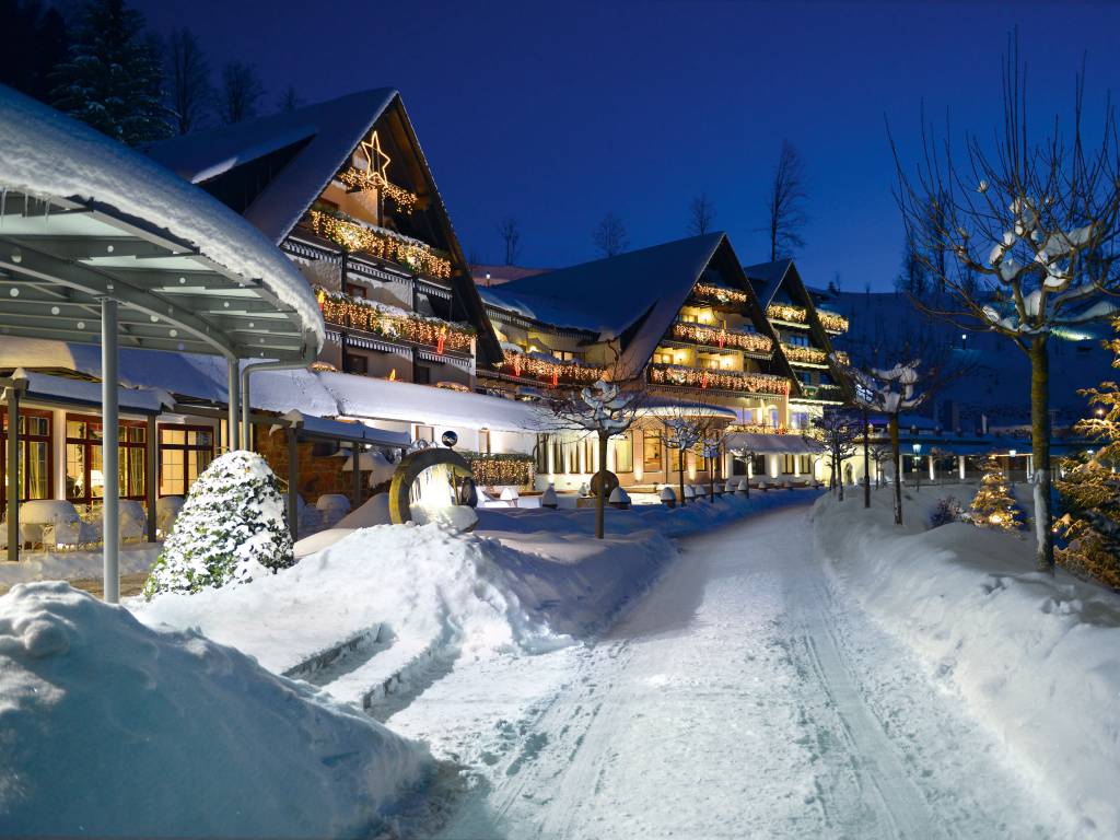 Zuflucht in Germany - a snowy village at night.