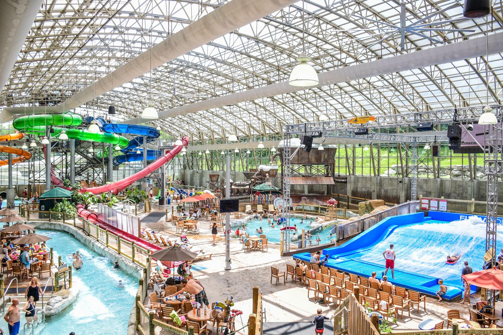Jay Peak in USA - a large indoor water park with lots of water slides.
