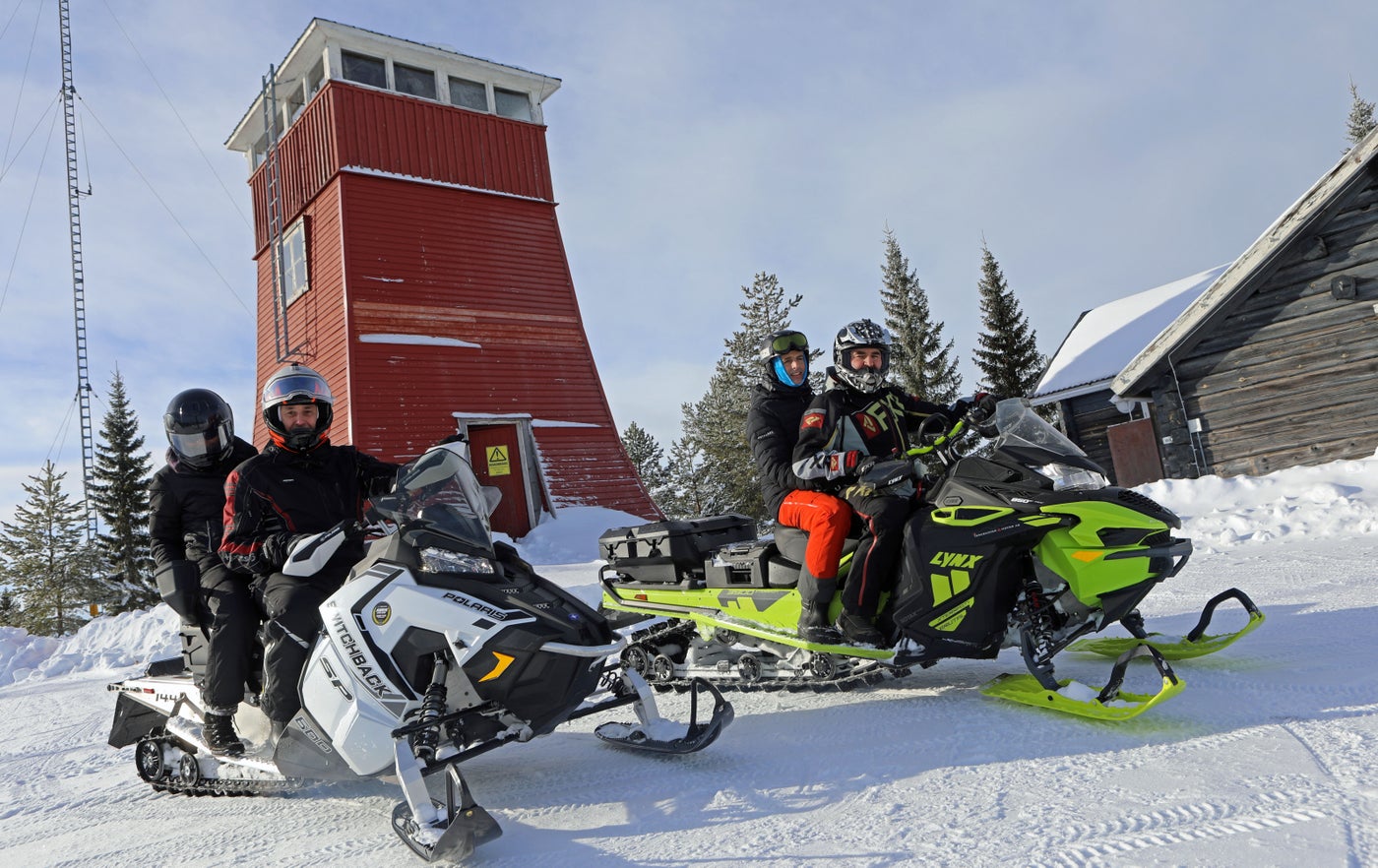 Mickeltemplets in Sweden - snowmobiles on the snow.