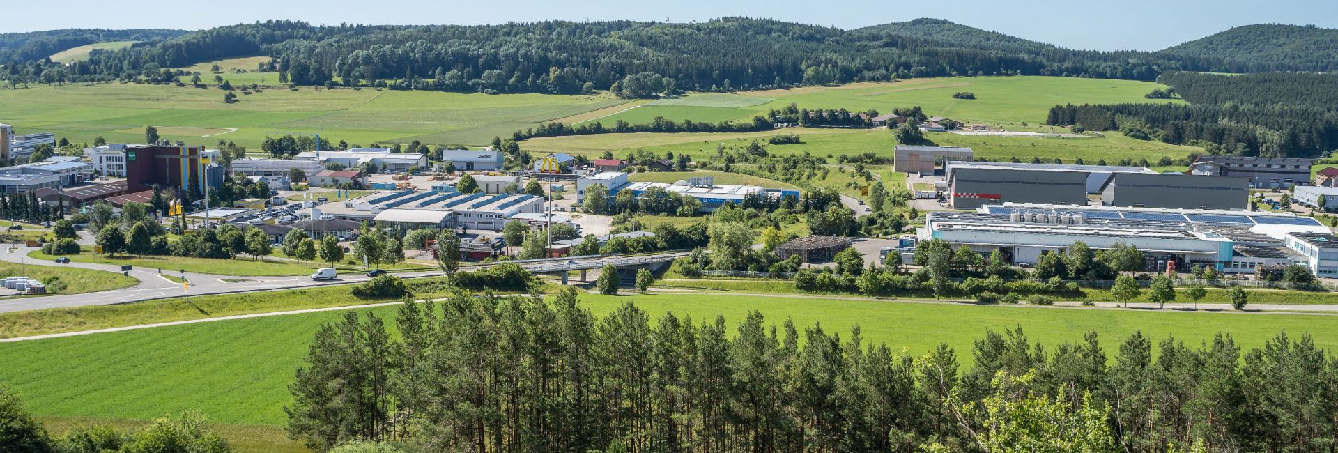 Ziegelhäuser – Münsingen in Germany - a small town surrounded by trees and mountains.