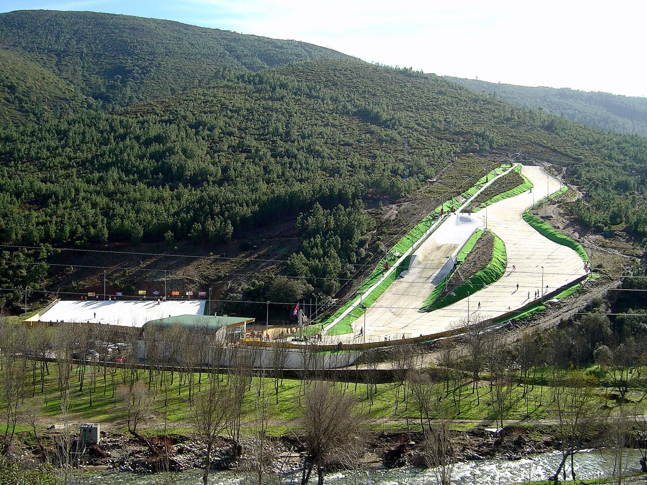 Ski parque in Portugal - a view of a track in the mountains.