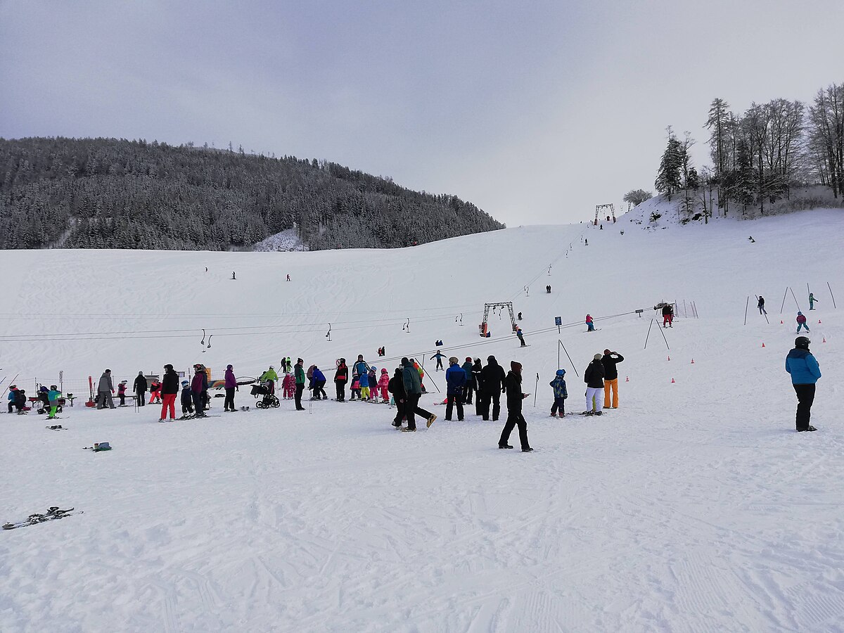 Hotz – Oberweng in Austria - a group of people standing in the snow.