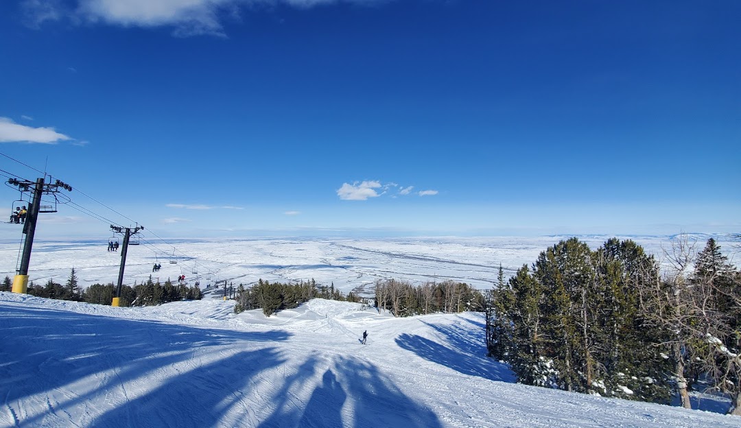 Red Lodge Mountain in USA - the view from the top of a ski slope.