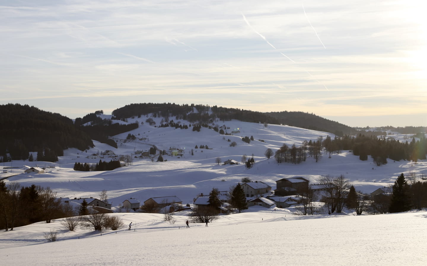 Lajoux in France - white clouds in the sky.