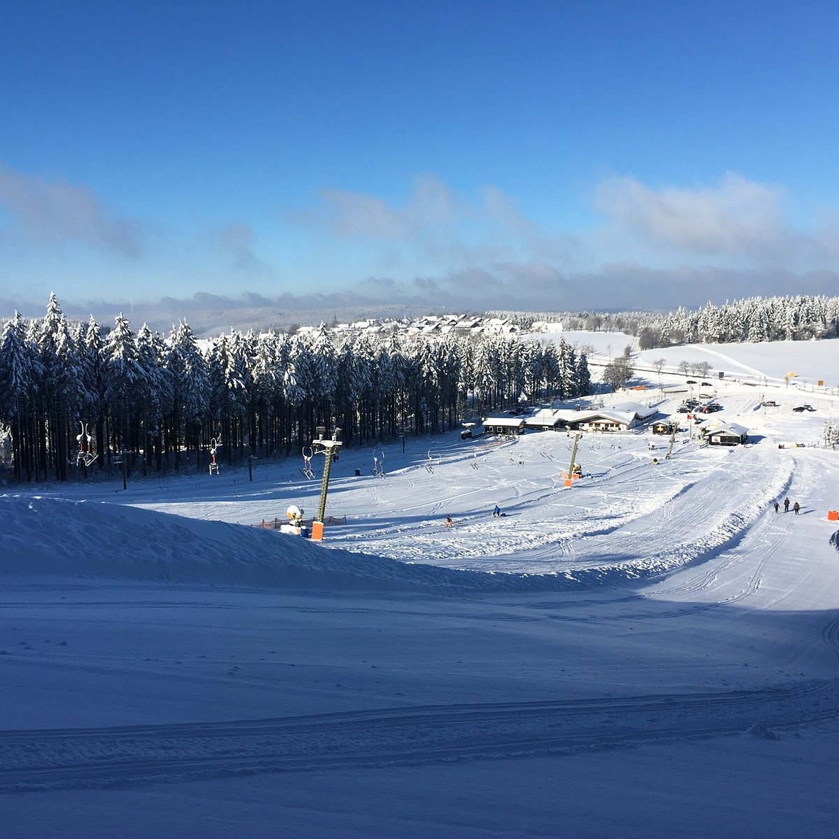 Winterberger Nordhang in Germany - the snow is white in color.
