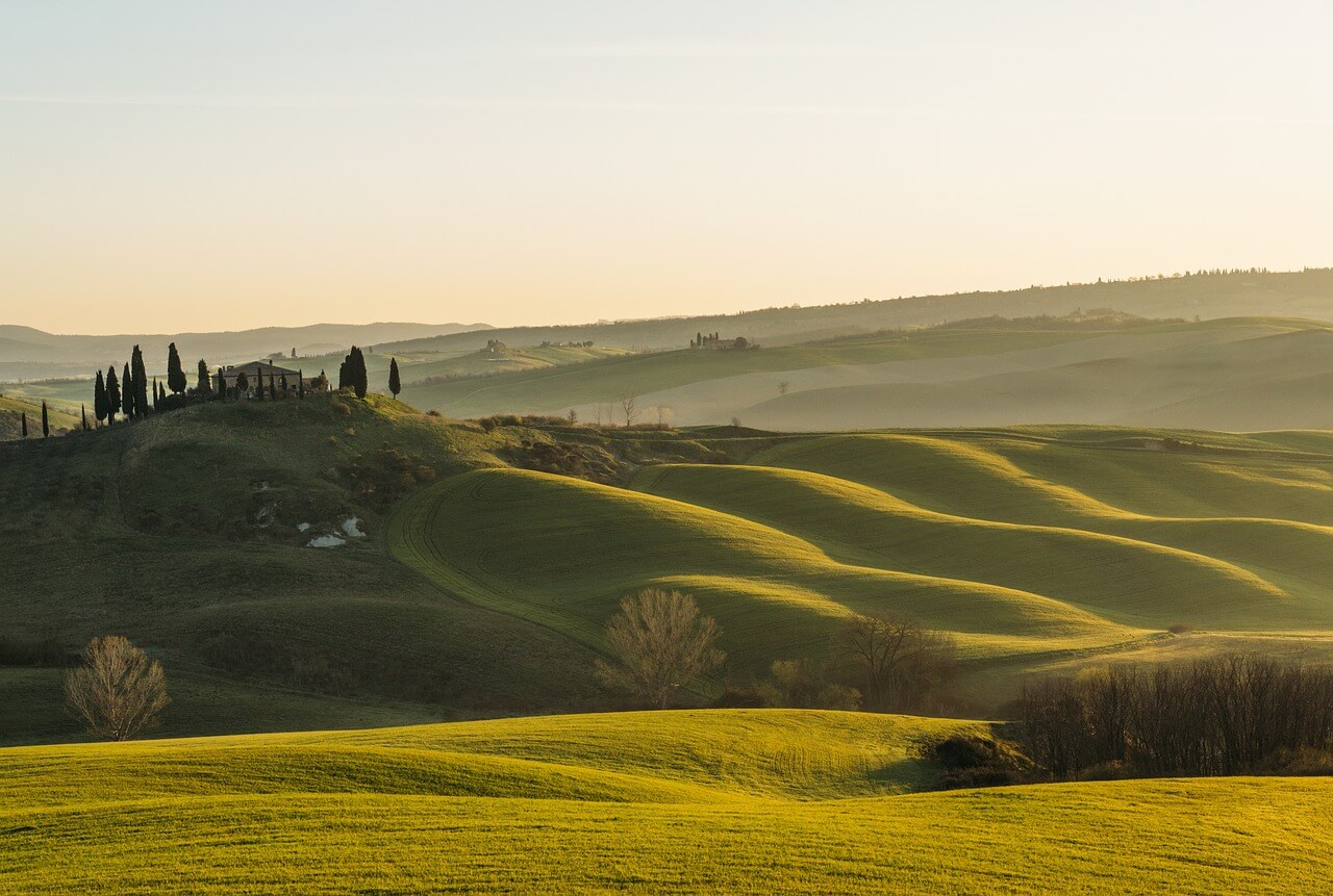 Casaccia in Switzerland - the rolling hills of tuscany, italy.