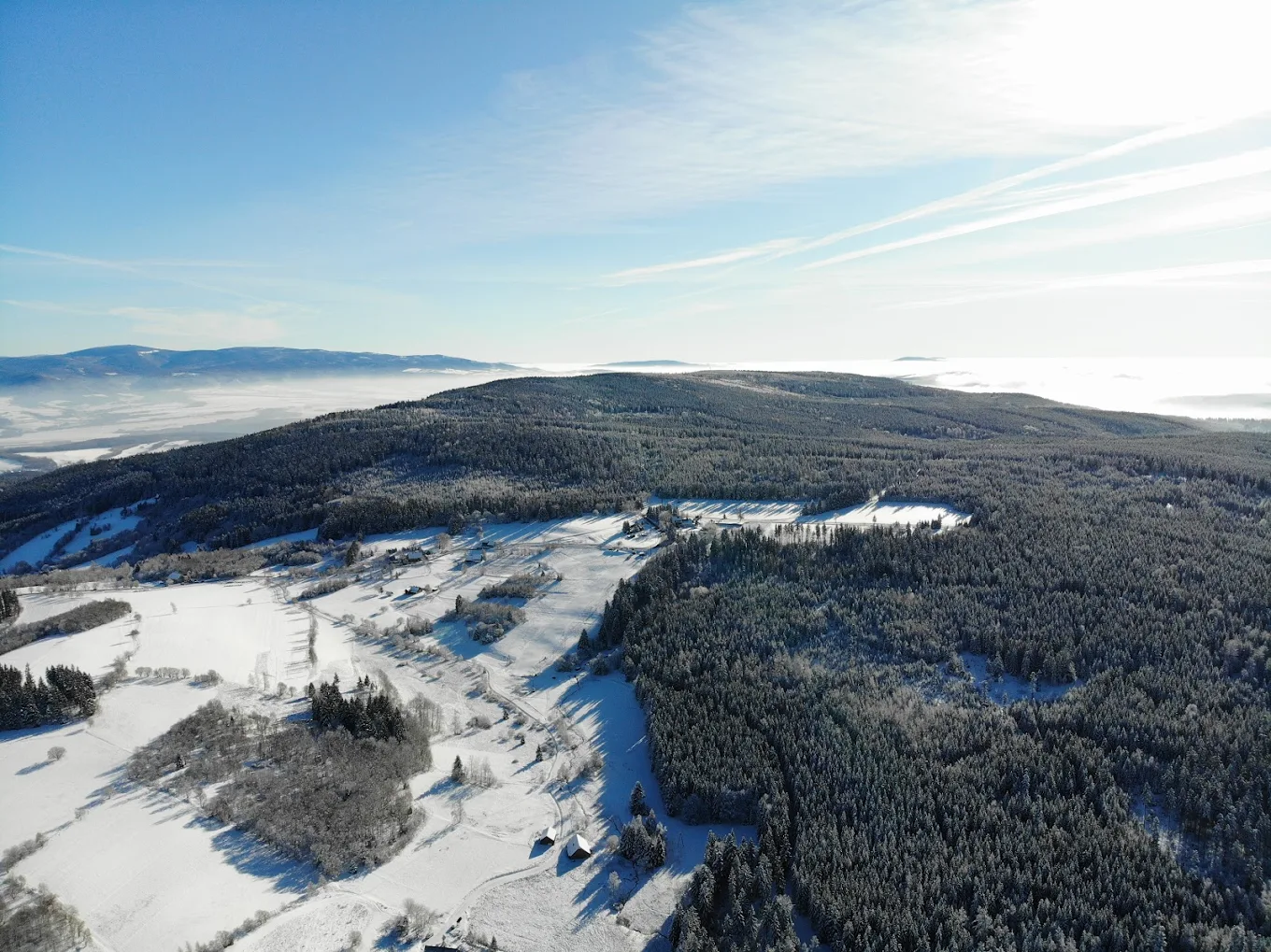 Osmelakowa Dolina – Spalona in Poland - the view from the top of the mountain in winter.