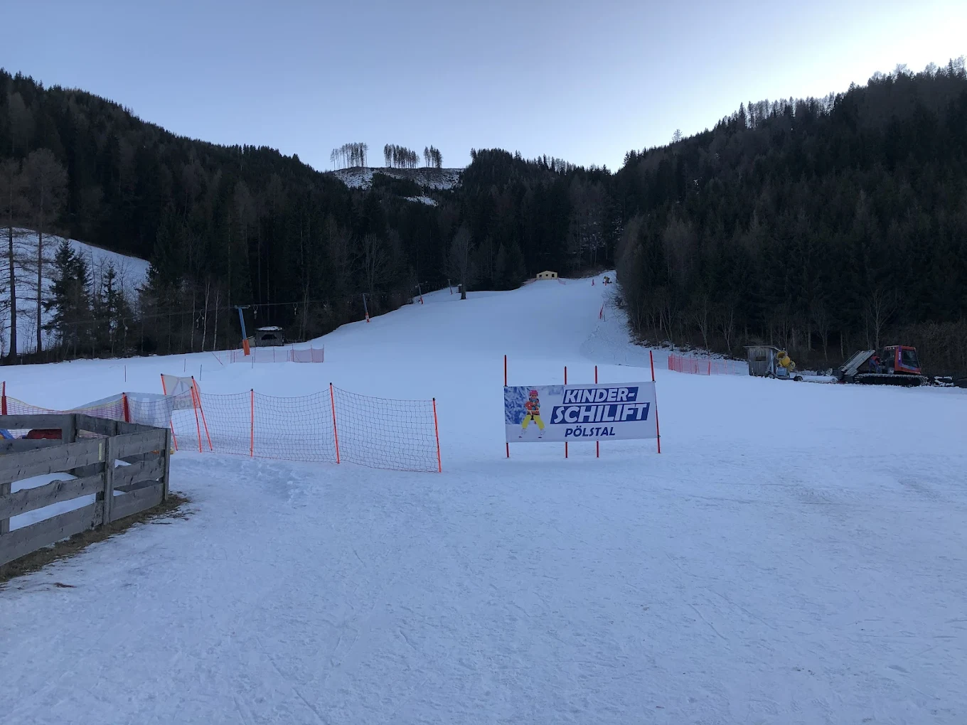 Pölstal in Austria - a sign on a fence in the snow.