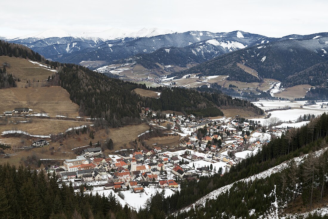 Pölstal in Austria - a view of a small town in the mountains.
