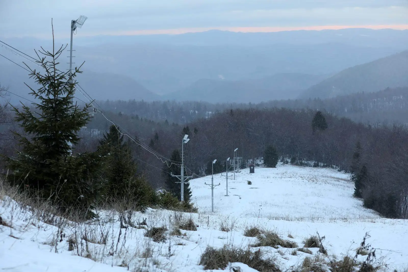 Petehovac in Croatia - the view from the top of the mountain in winter.