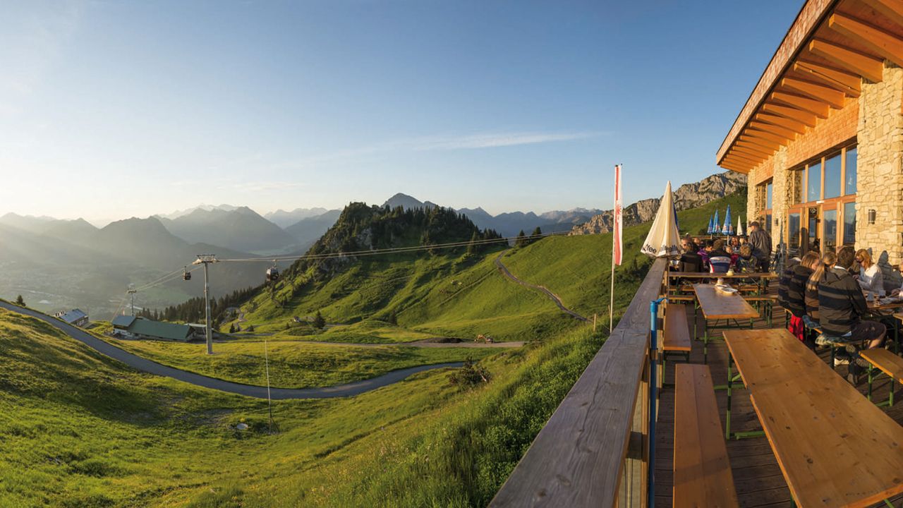 Hahnenkamm – Höfen | ​Reutte in Austria - the view from the restaurant at the top of the mountain.