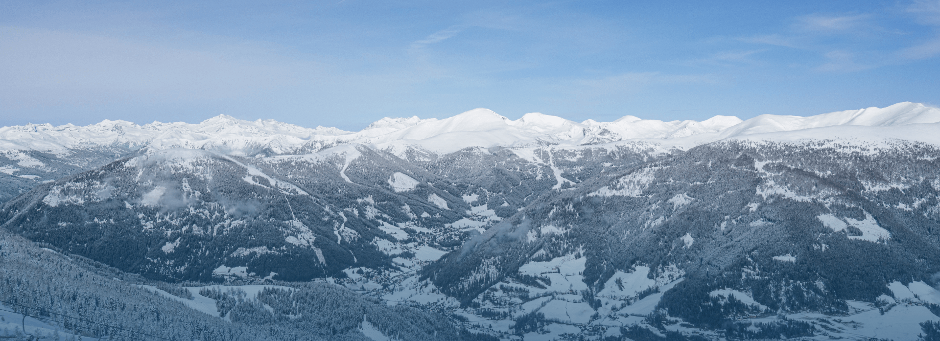 Kanterlift – Kartitsch in Austria - the mountains are covered in snow.