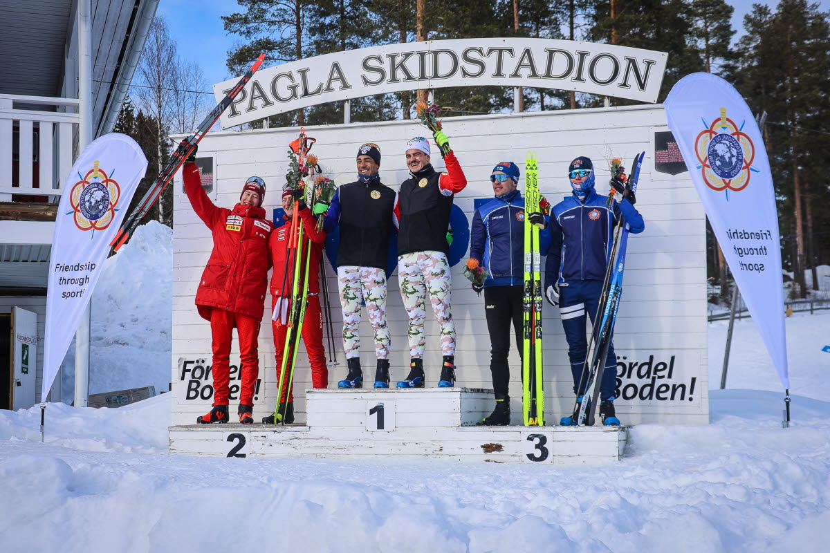 Pagla in Sweden - a group of people standing on top of a snowy hill.