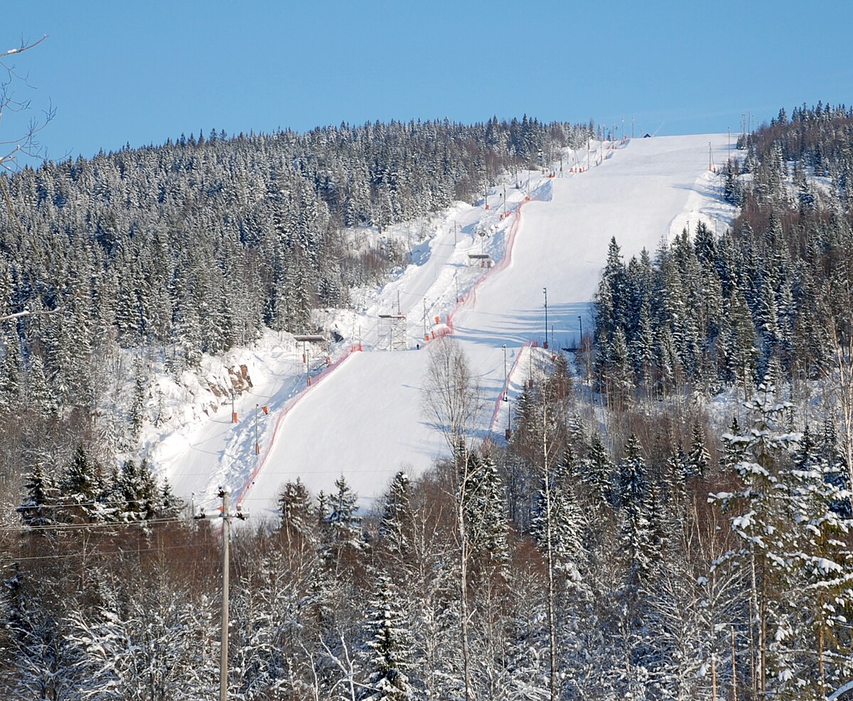 Oslo – Tryvann in Norway - a ski slope covered in snow.