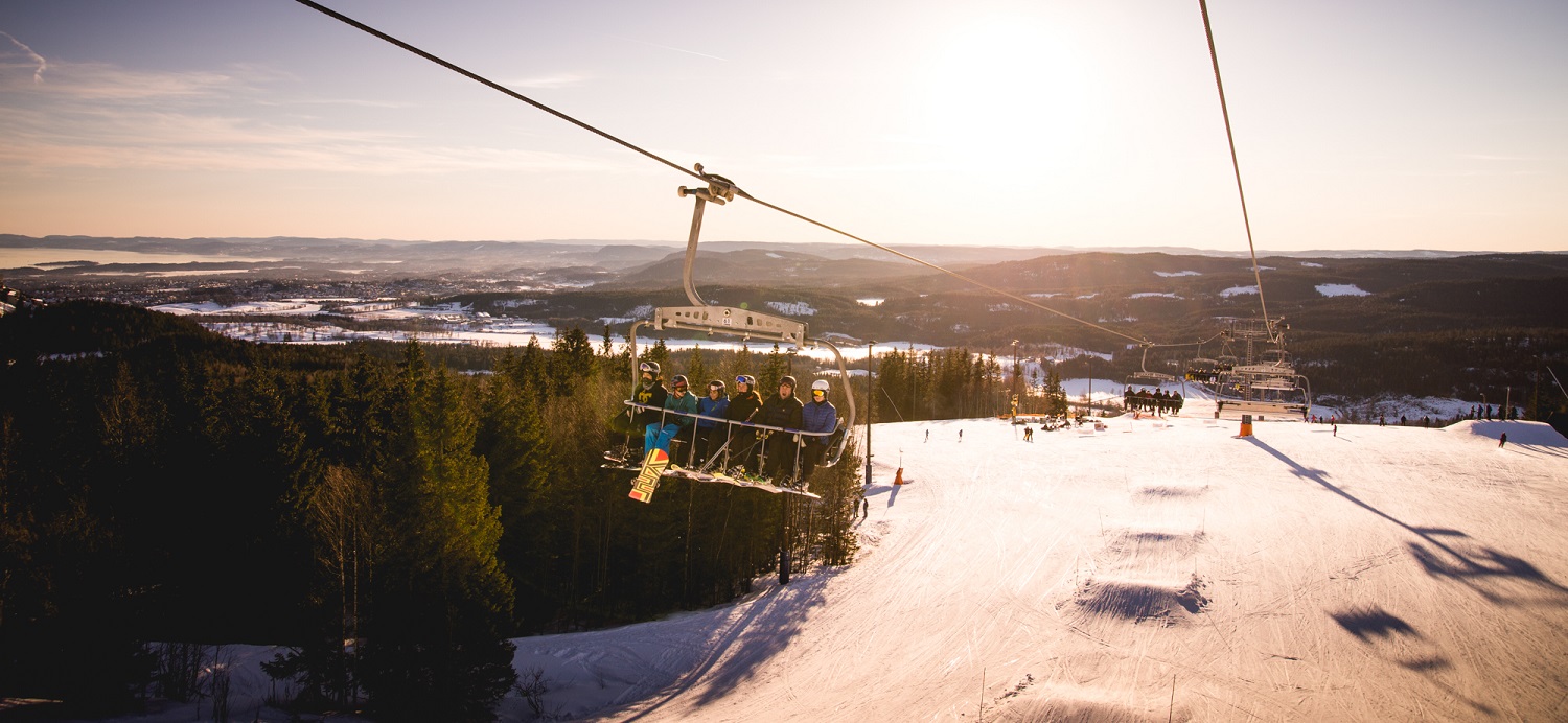 Oslo – Tryvann in Norway - a ski lift going up the mountain.
