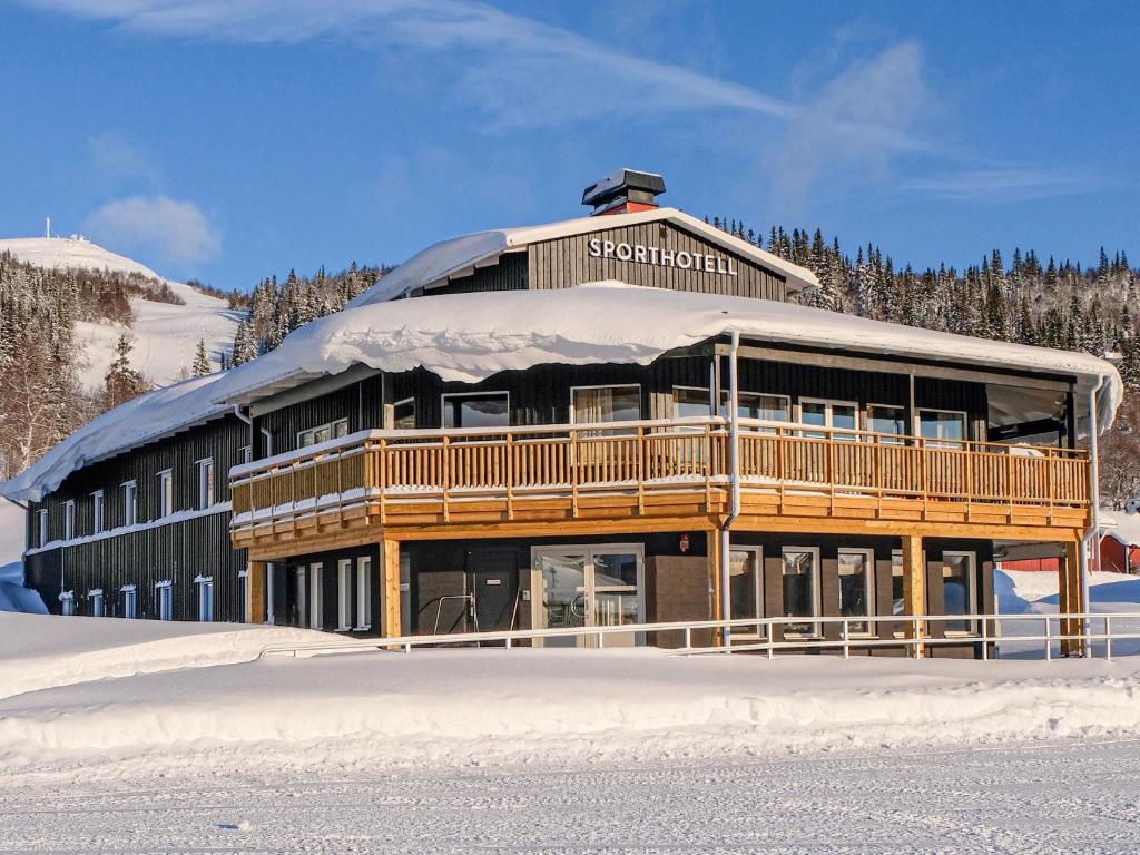 Tärnaby in Sweden: the building where the hotel is located.