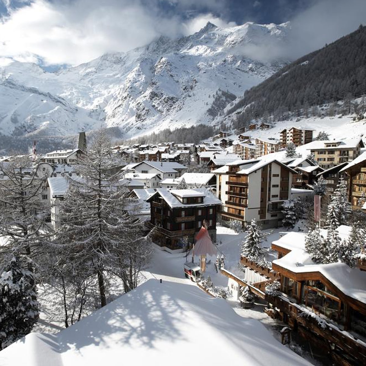 Saas | Grund | Hohsaas in Switzerland - a snow covered village in the french alps.