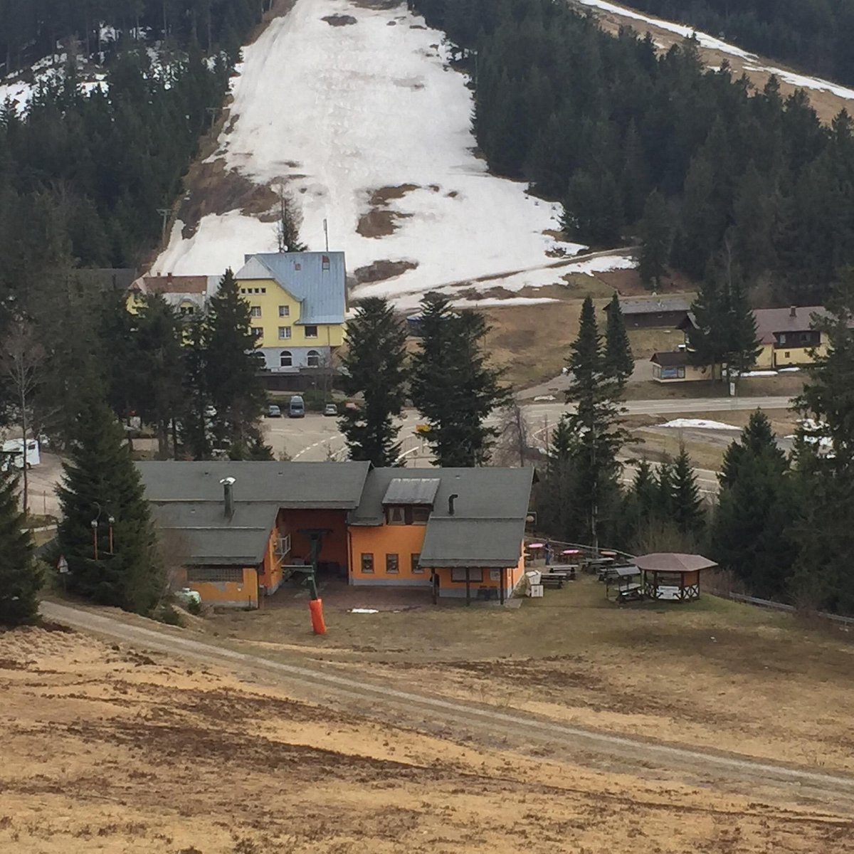 Hochkopf in Germany - a view of the ski area from the top of a hill.