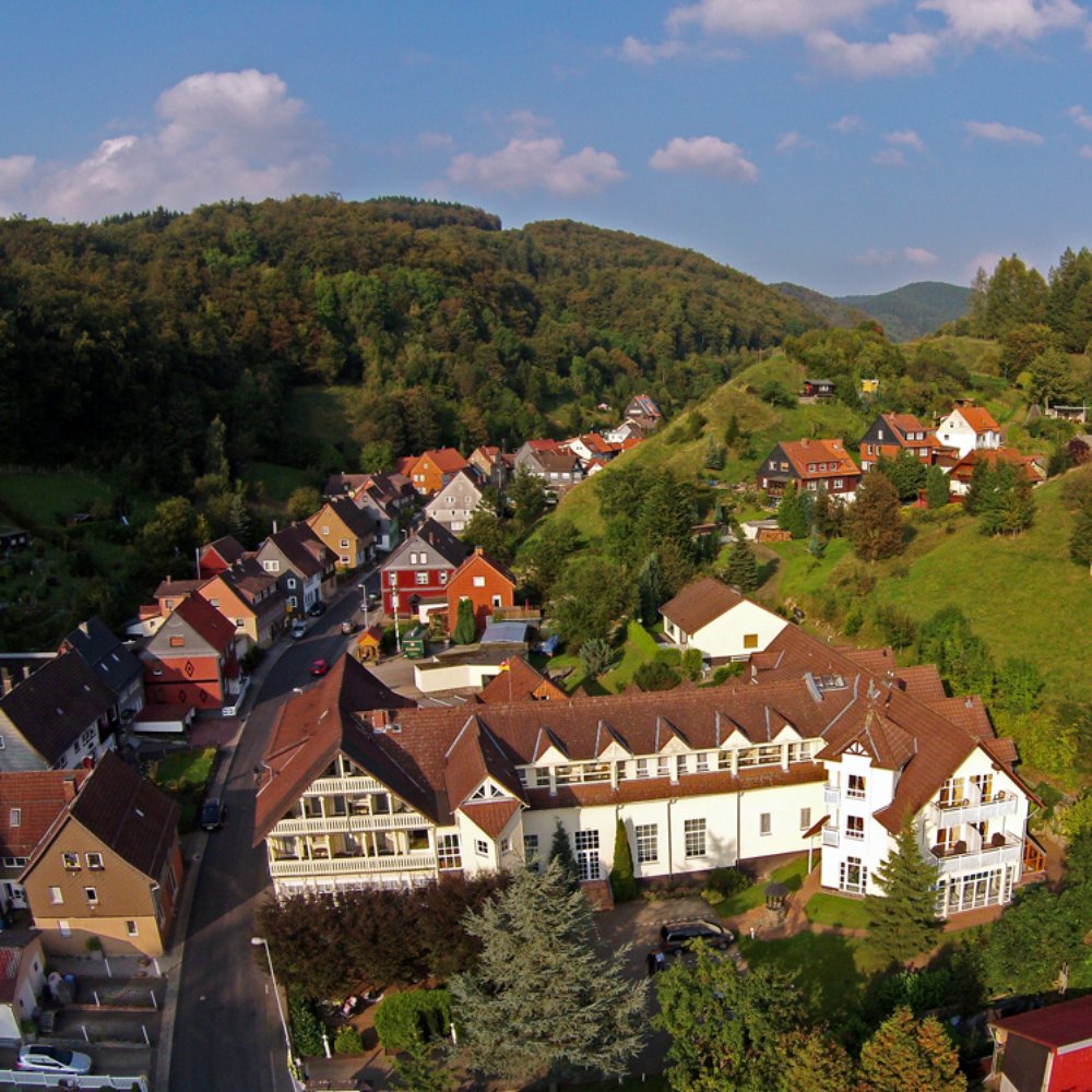 Mühlwiese – Lerbach in Germany - an aerial view of a small town in the mountains.