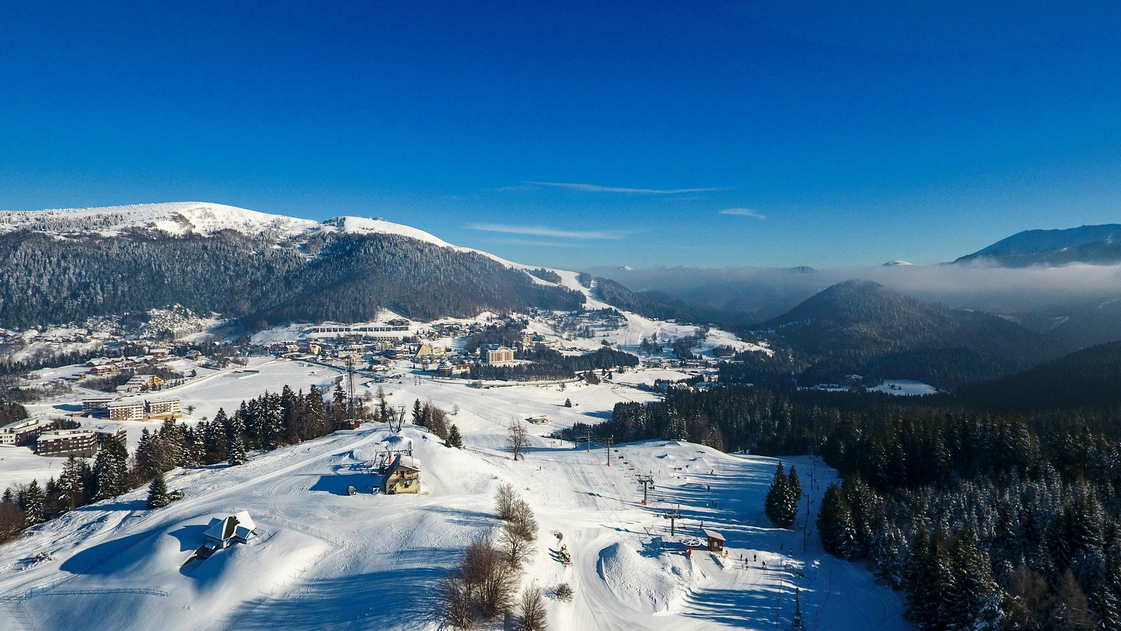Donovaly in Slovakia: a view of a ski resort in the mountains.