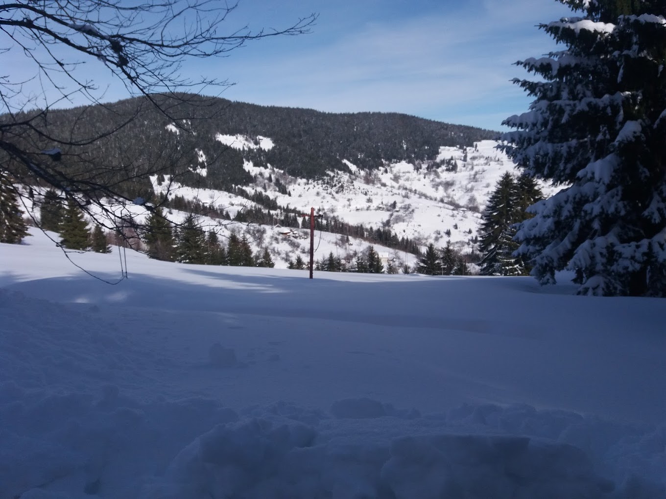 Ski slope Dajićima in Serbia - the view from the top of the mountain.