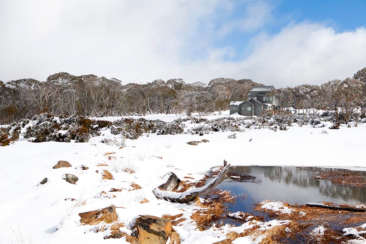 Stunning winter scenery in Dinner Plain Victoria Australia showcasing a snowy mountain which doubles as a winter sports centre.