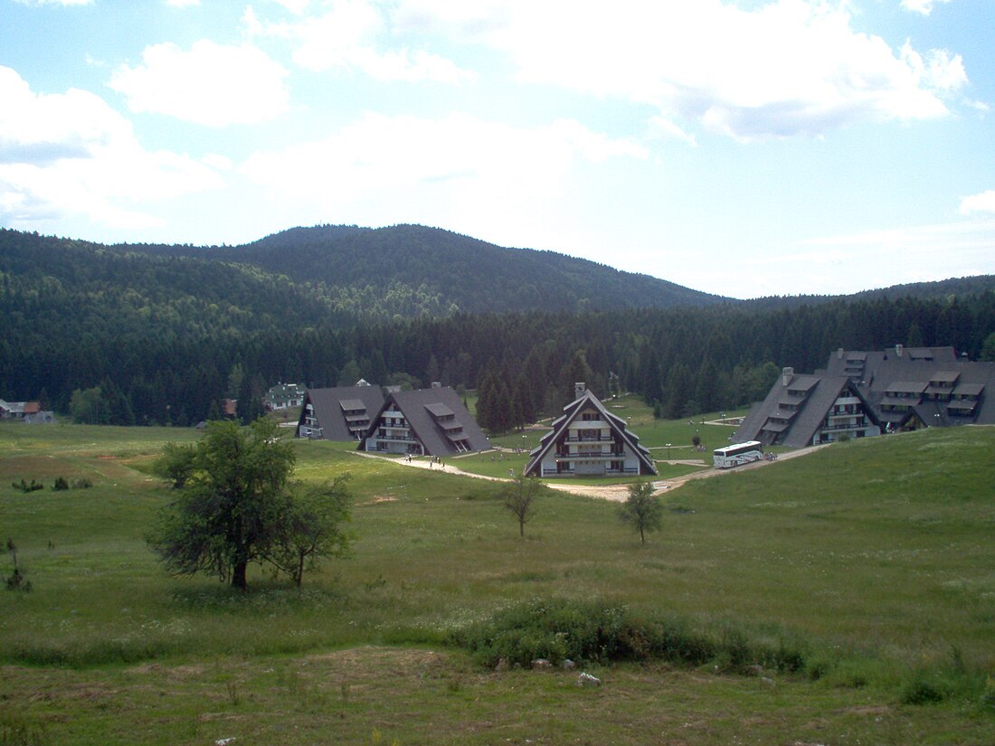 Beli Bor in Serbia - a green field with houses in the background.