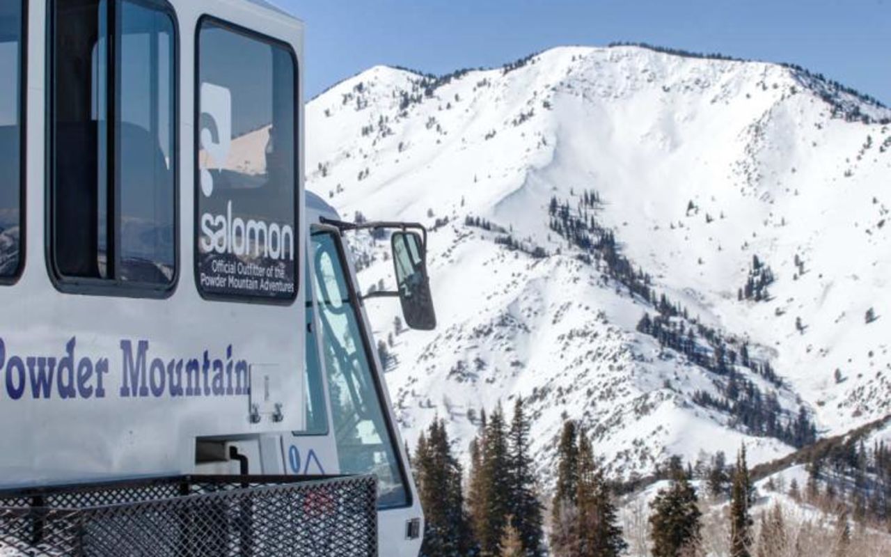 Powder Mountain in USA - a truck parked on the side of a mountain.