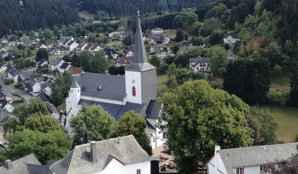 Weißer Stein – Hellenthal in Germany - a small town surrounded by trees and mountains.