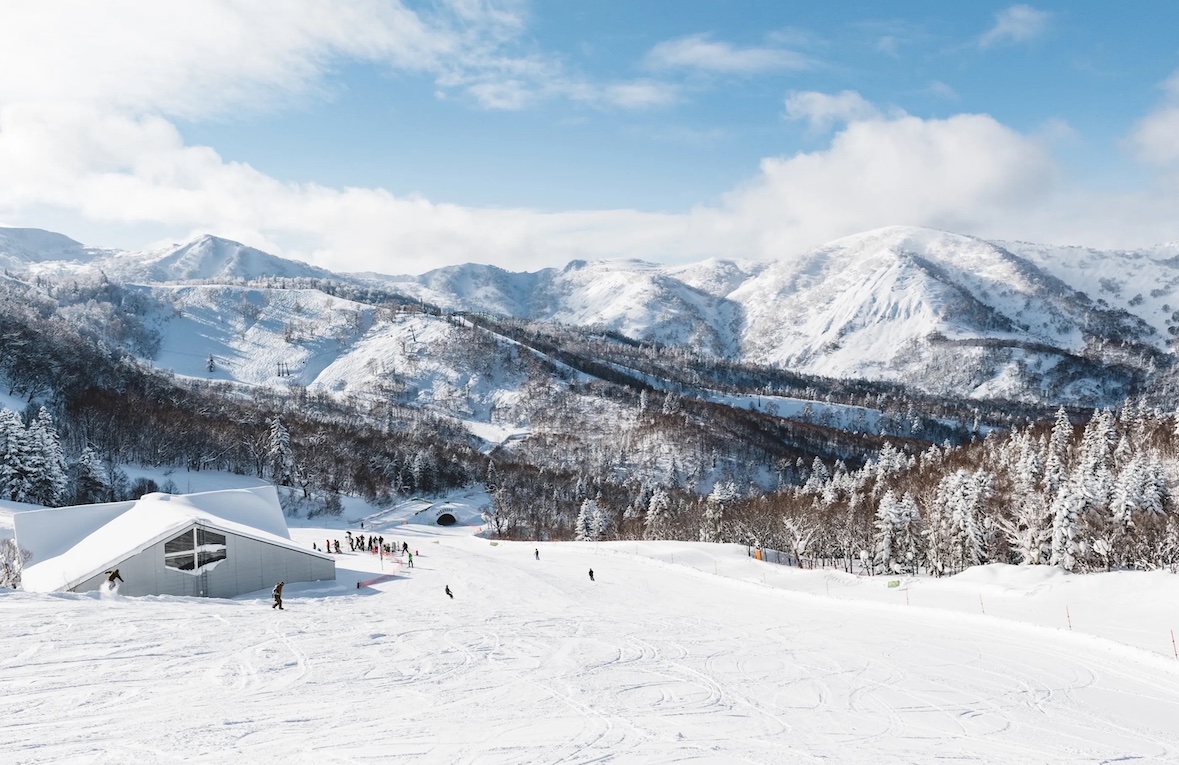 Kiroro in Japan - a group of people skiing on top of a mountain.
