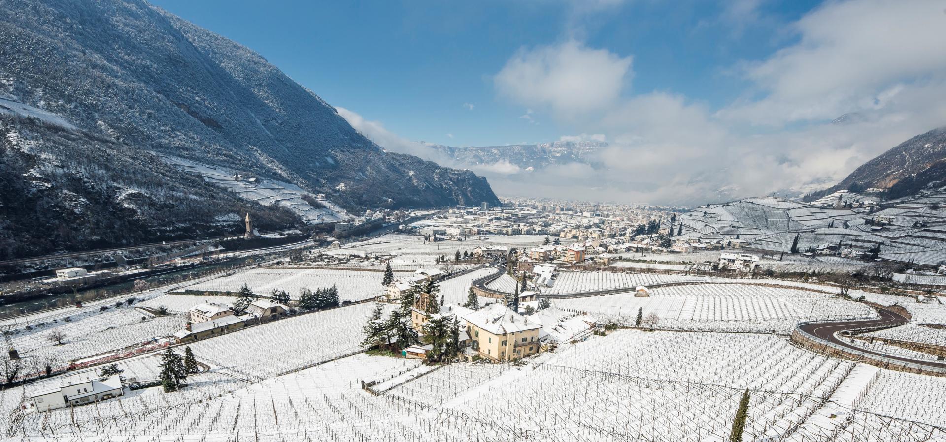 Jochgrimm in Italy - a snow covered village in the mountains.