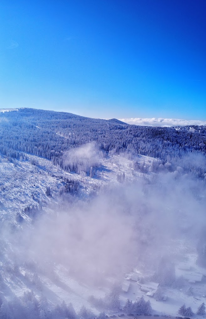 Vetrovala in Bulgaria - a view from the top of a snowy mountain.